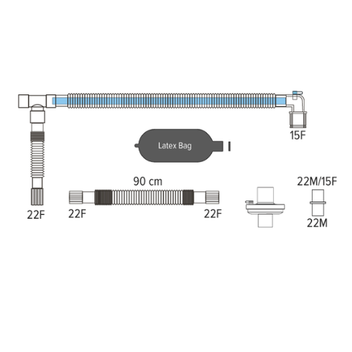Coaxial Circuits With Extendible Limb, Latex Breathing Bag, Bacterial-Viral Filter