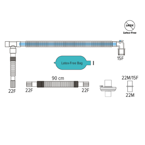 Coaxial Circuits With Extendible Limb, Latex-Free Breathing Bag, Bacterial-Viral Filter