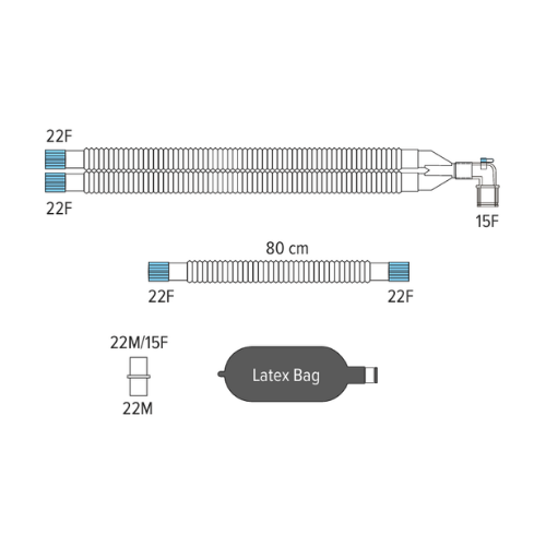 Anesthesia Circuits with Limb, Latex Breathing Bag