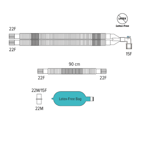Anesthesia Circuits with Limb, Latex-Free Breathing Bag
