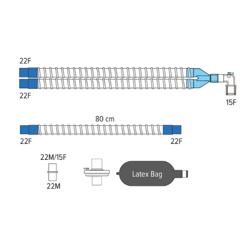 Anesthesia Circuits with Limb, Latex Breathing Bag, Bacterial-Viral Filter