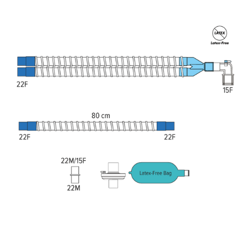 Anesthesia Circuits with Limb, Latex-Free Breathing Bag, Bacterial-Viral Filter