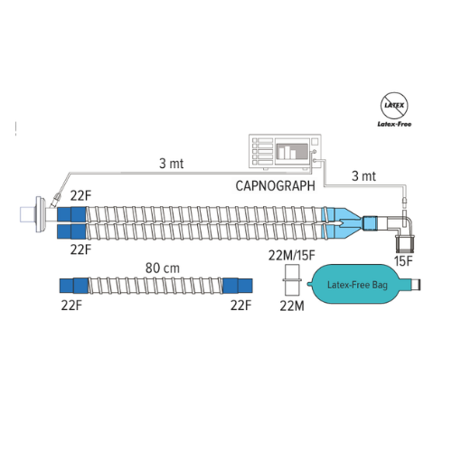 Anesthesia Circuits with Limb, Latex Breathing Bag, Bacterial-Viral Filter, Gas Sampling Line