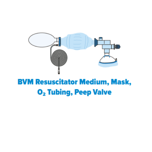BVM Resuscitator Medium, Mask, O² Tubing, Peep Valve