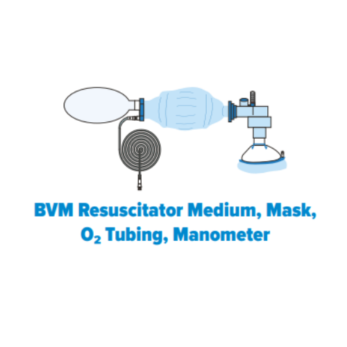 BVM Resuscitator Medium, Mask, O² Tubing, Manometer