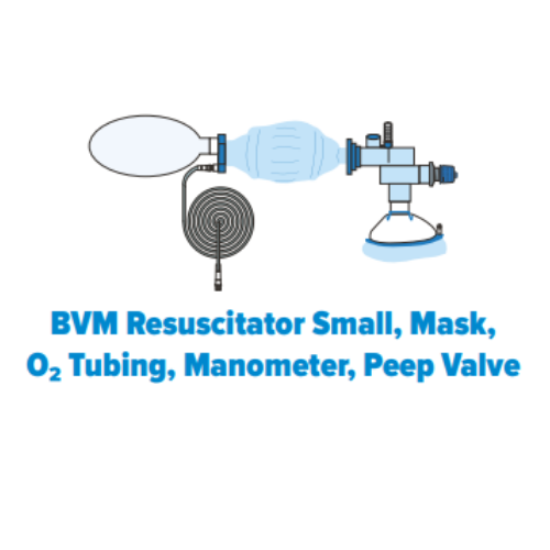 BVM Resuscitator Small, Mask, O² Tubing, Manometer, Peep Valve