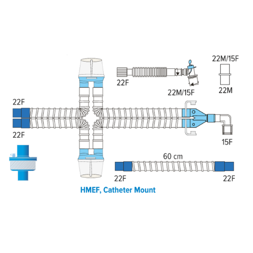 Ventilation Circuits With Limb, Double Water Trap, HMEF, Catheter Mount